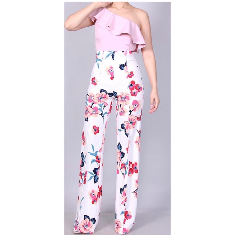 Floral High-Waisted Pants